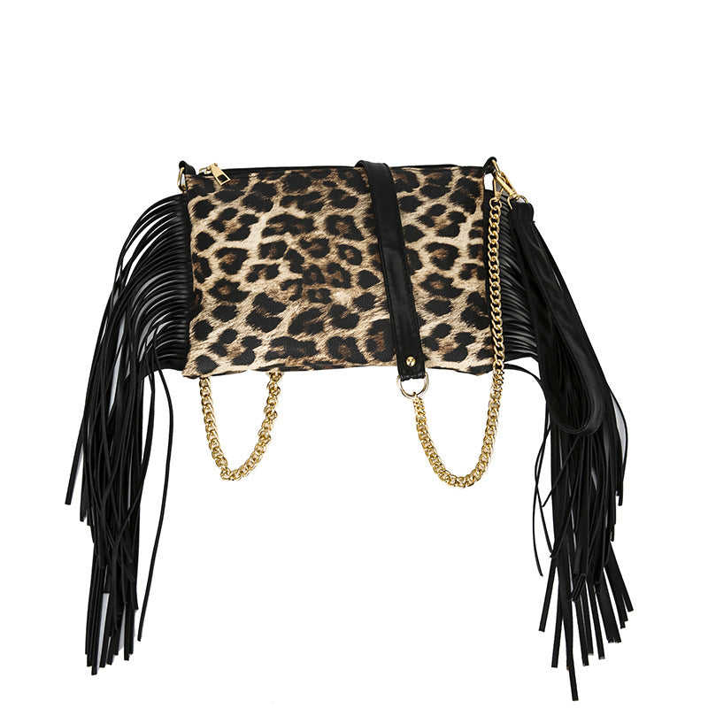 Wholesale Western Style Tassel Small Square Bag Printed Crossbody Chain Bag